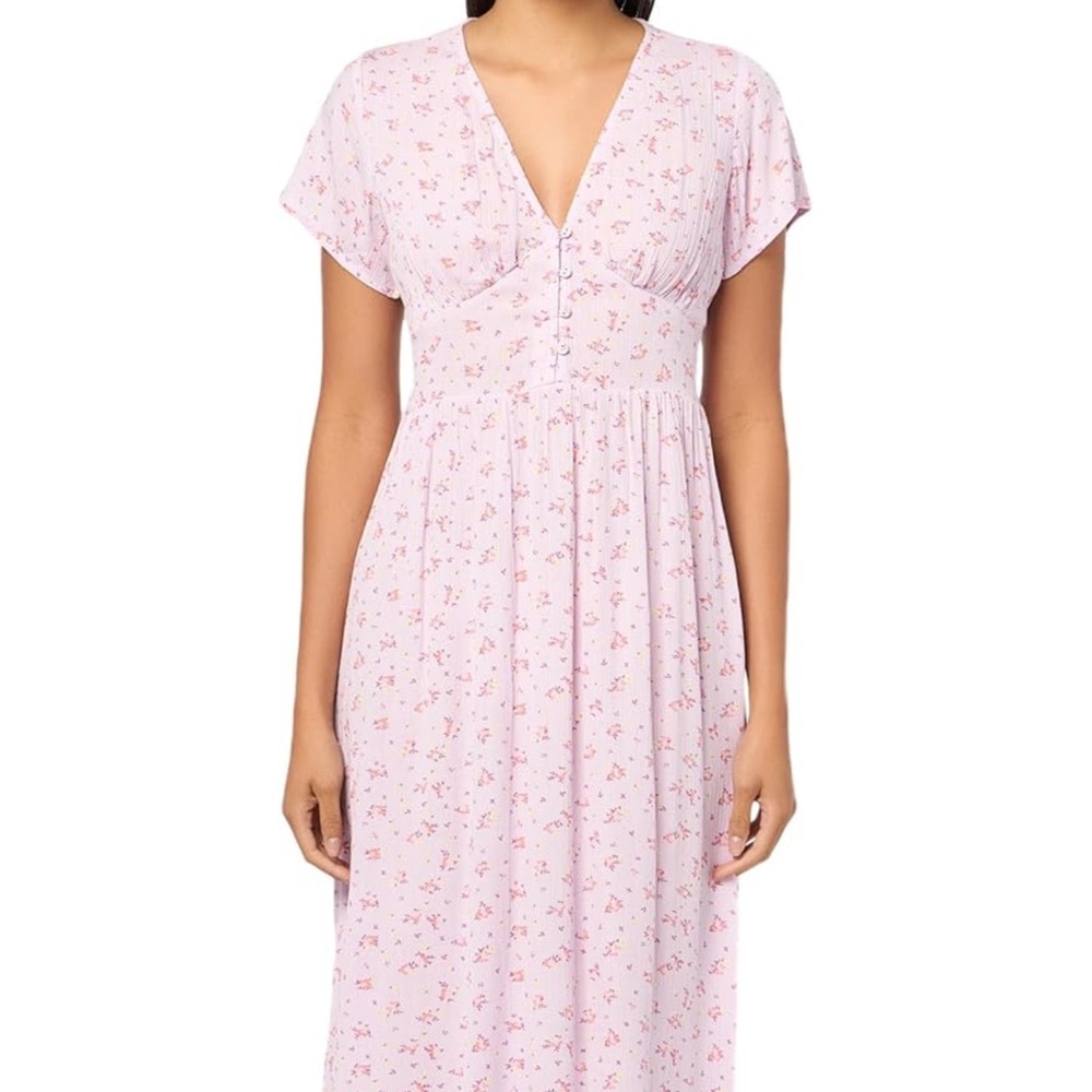 Billabong Pink and White Pleated Strapless Sundress